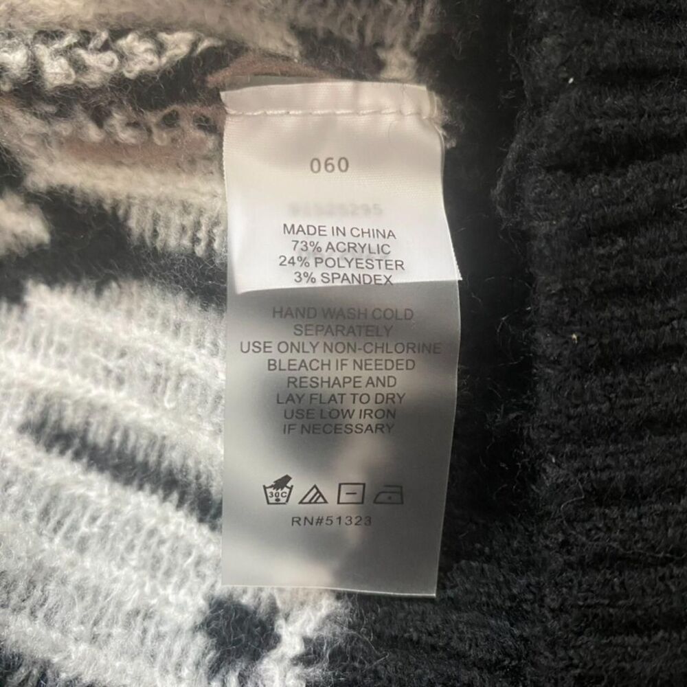 Vince Camuto Women's black white geometric line print sweater boxy cropped nwt - Picture 5 of 7
